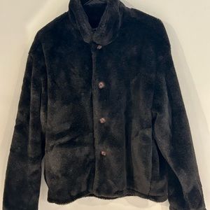 Faux fur jacket deep brown